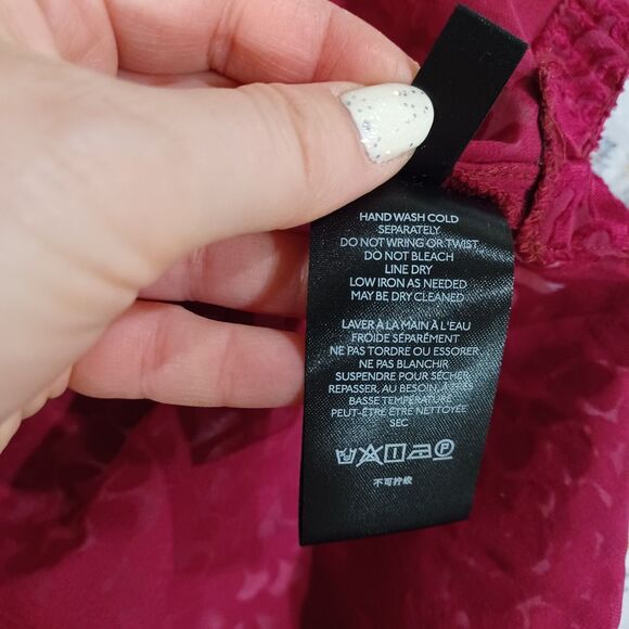 Anthropologie Susanna Burnout Velvet Button Front Blouse Plum Size Small Boho - Picture 8 of 9